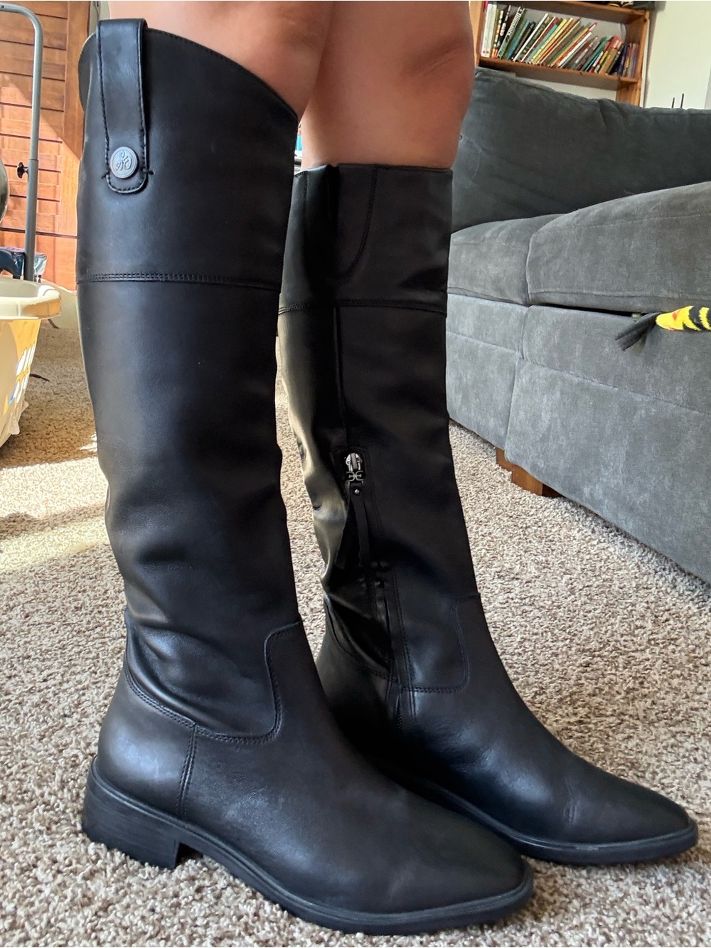 Sam Edelman Drink Black Knee High Leather Riding Boots Size 7.5